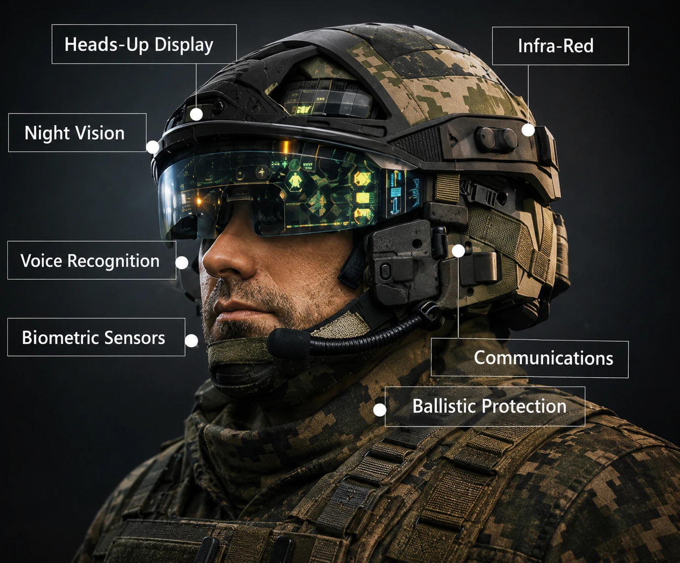 Connected Battle command system showing asset and hazard location.